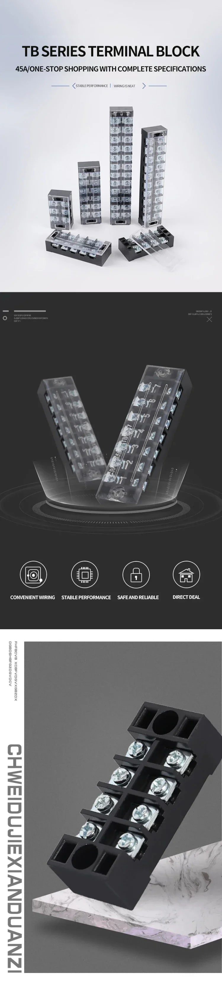 10PCS TB-1503/TB-1506 15A TB-2503/TB2506 600V 15A Dual Row Strip Screw Terminal Block wire Fixed Wiring Board connector