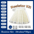 Resistor Kit 0201 0402 0603 0805 1206 1210 1812 2010 2512 SMD Resistor Package 24values*20PCS=480PCS 1% Sample Kit Resistor