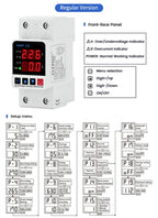 GTRIC Voltage Protection Relay Din Rail Over Under Voltage Protector 230VAC 40A 63A Adjustable Voltage Current Protection Device