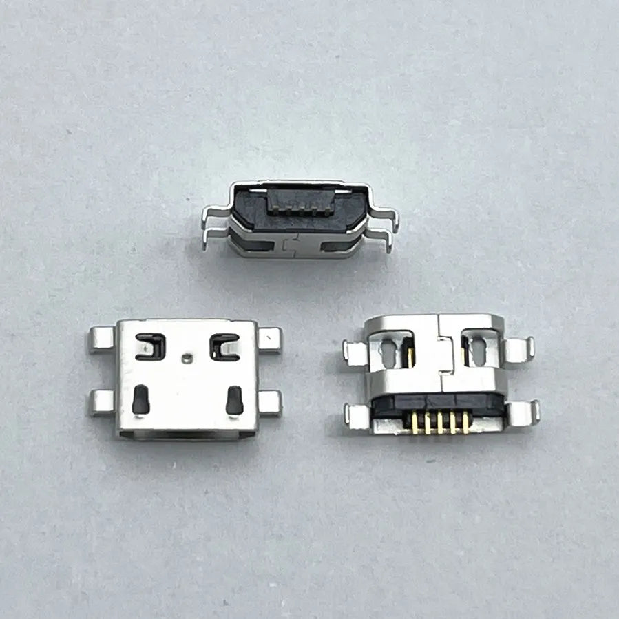 50pcs Micro USB Connector 5pin Heavy Plate 0.8mm B Type No Side Female Jack For Mobile Mini USB Repair Mobile Tablet Tail Plug