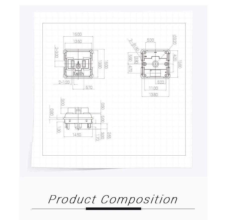 Kailh Choc Low Profile Switch 1350 Chocolate Keyboard Switch Clicky Tactile Linear White Switches Mechanical Keyboard for Laptop