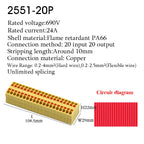 Wire Electrical Cable Wiring Connectors Push-in Terminal Block Multiple In Multiple Out Mount On Din Rail DIY Splicing