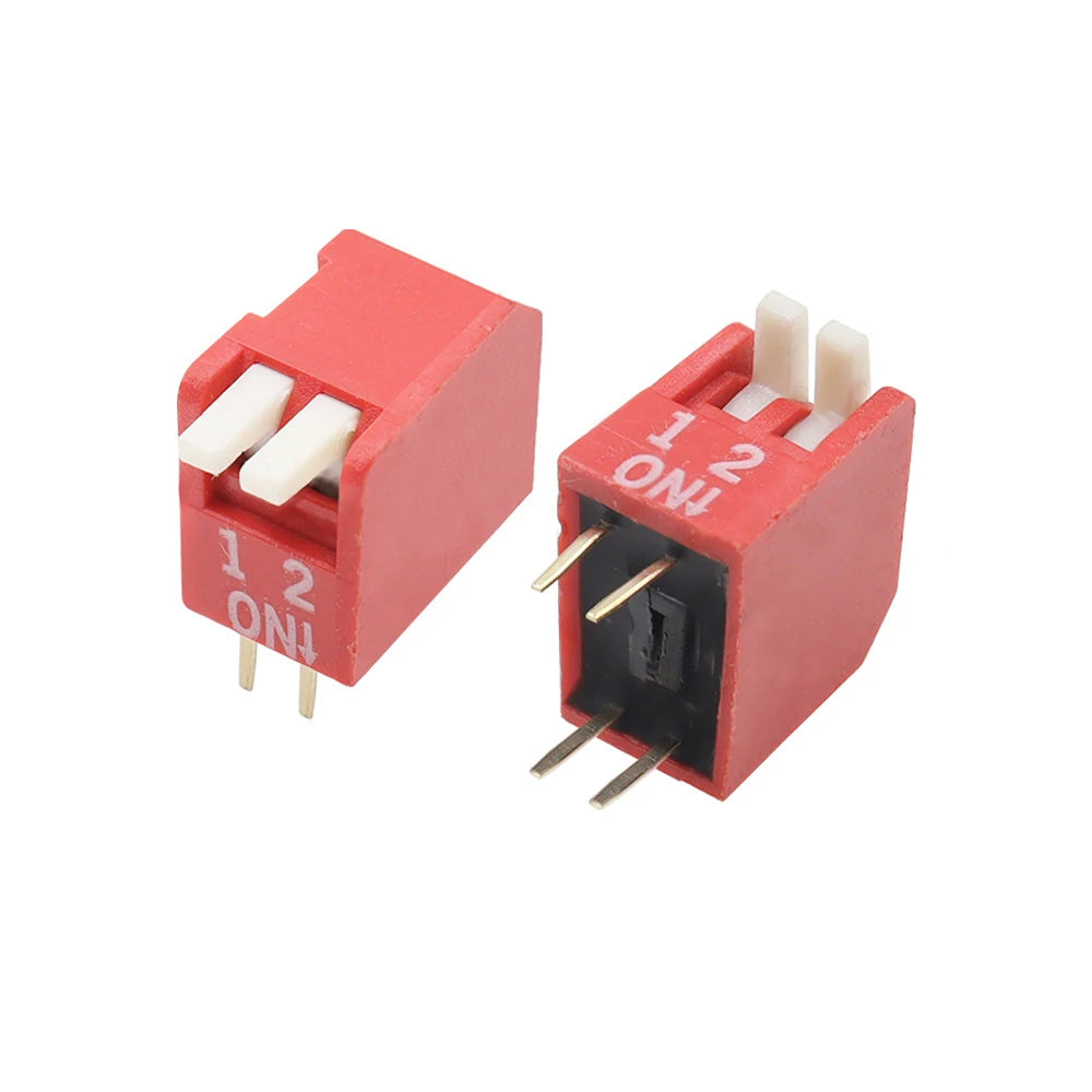 5PCS Piano Type 2.54MM DIP Switch DP 2P/3P/4P/5P/6P/7P/8P/10P/12P bit 2.54mm DIP Switch Red Right Angle Side Position