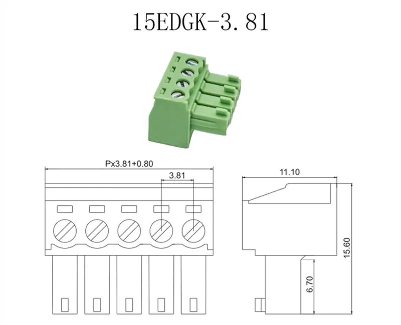 5Pair 15EDG KF2EDG 2.54mm 3.5mm 3.81mm 5.08mm PCB Screw Terminal Block 2-12Pin Male Plug Female Socket Pin Header Wire Connector