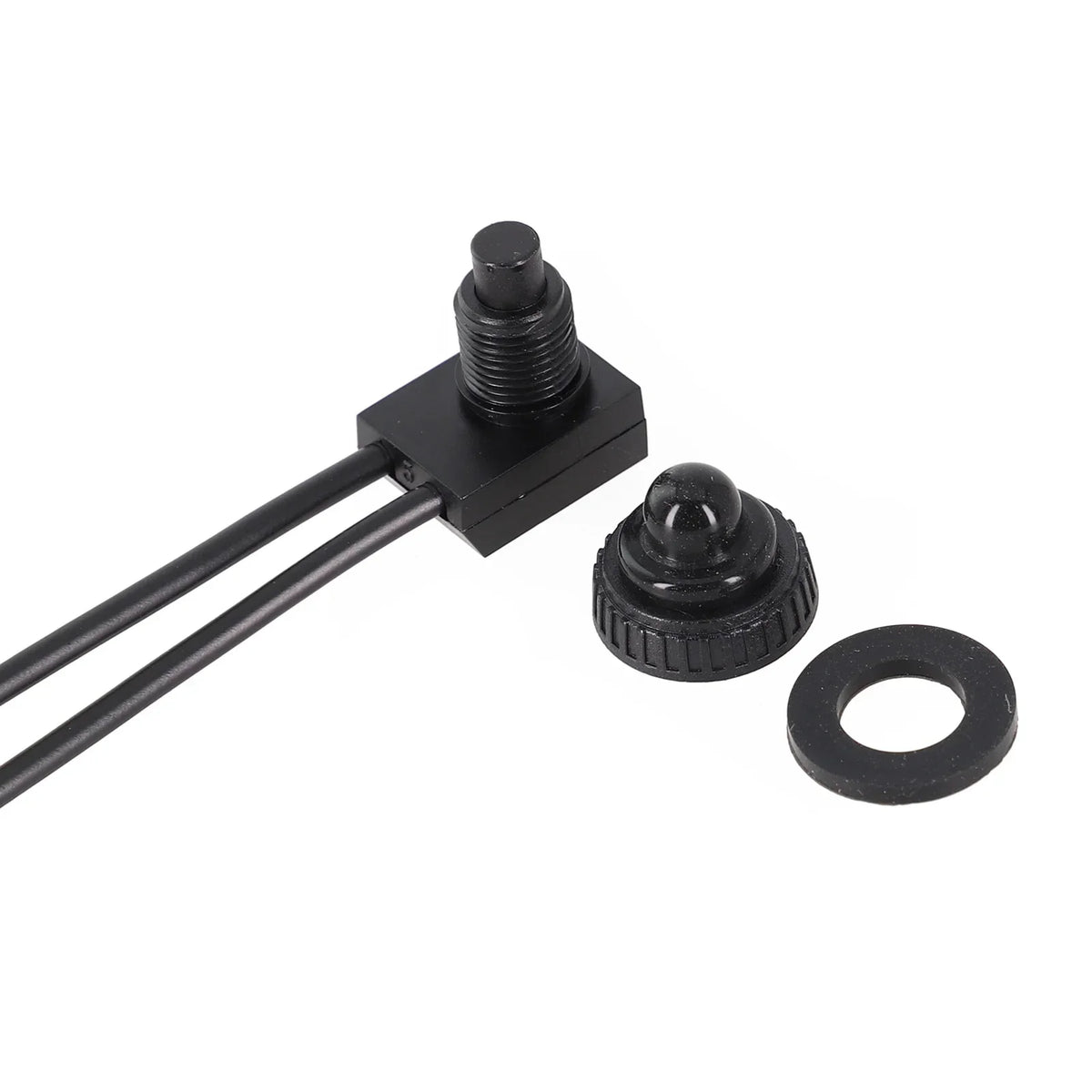 12V Waterproof Latching Push Button On-Off Switch With Leads Wire Black Red Plant Lamp Agricultural Irrigation Cultivation Switc