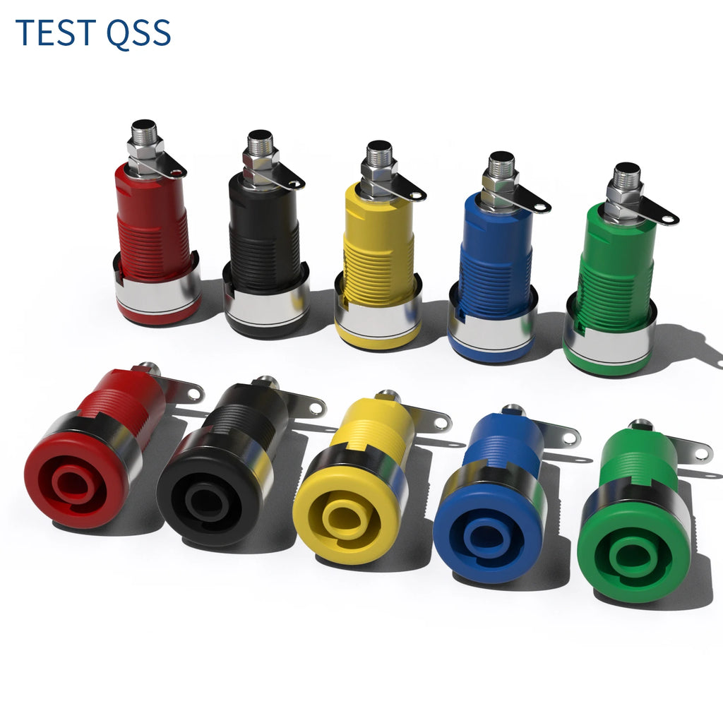 QSS 10pcs 4mm Safety Banana Socket Panel Socket Banana Plug Jack Electrical Connector Tool