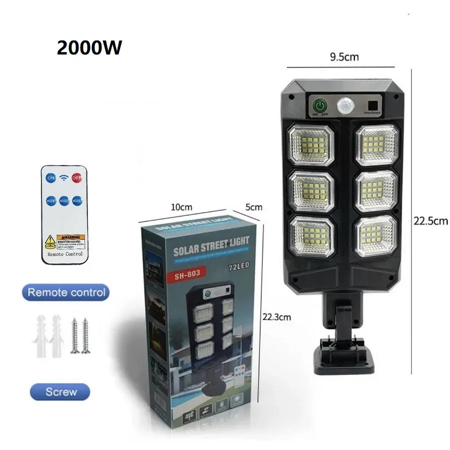 80000000LM 2000W Powerful LED Solar Light Outdoor Powerful Garden Wall Solar Lamp Motion Sensor Solar Lights IP66 Street Lamp