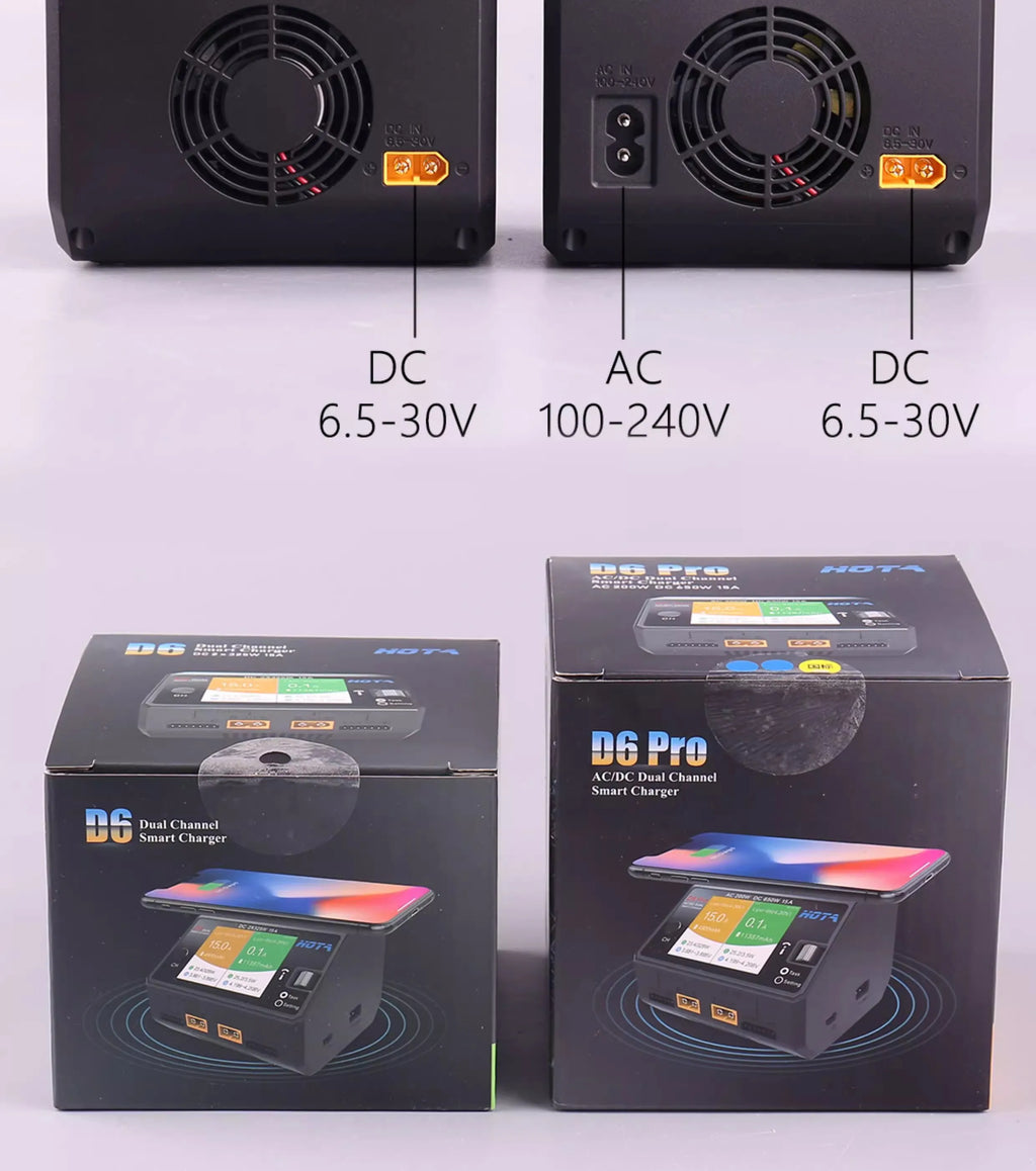 HOTA D6 DC650W 15A Dual Smart Charger Maximum current 1600mA Built-in Micro USB for 1-6S Lipo LiHV/NiZn/Nicd/NiMH Battery
