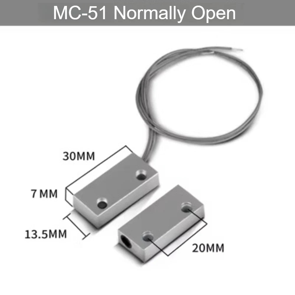 2Pairs MC-52 Wired Magnetic Door Window Contact Switch Heavy Duty Iron Door Sensor Reed Switch for Alarm System Normally Open NC