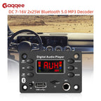 DC7-16V Bluetooth 5.0 MP3 Decoder Board 2x25W Car Audio Amplifier Board With Radio Function & Microphone Jack