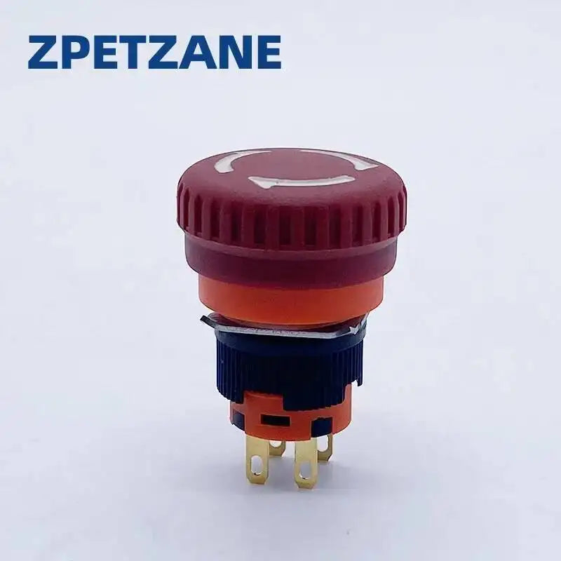 16mm Mounting Emergency Stop Rotary Button Switch 2NC Two Normally Closed Mini Four Foot Mushroom Stop