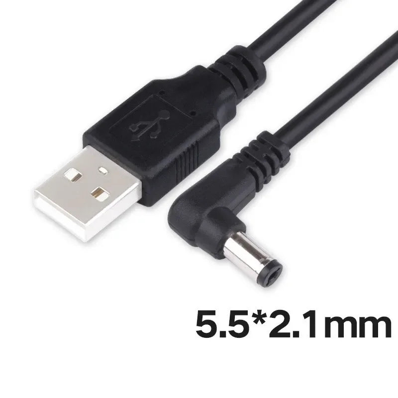 USB 2.0 Type A Male to Right Angled 90 Degree 5.5 X 2.1mm DC 5V Power Plug Barrel Connector Charge Cable 100cm