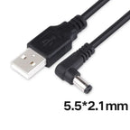 USB 2.0 Type A Male to Right Angled 90 Degree 5.5 X 2.1mm DC 5V Power Plug Barrel Connector Charge Cable 100cm