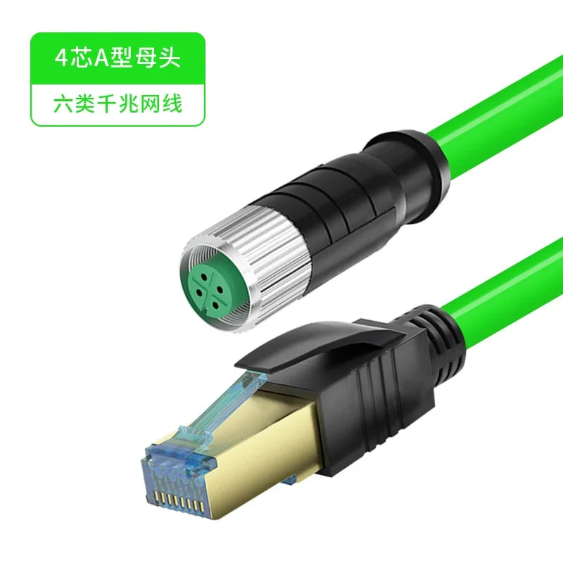 M12 Sensor Connector Wire CAT6 4Pin 8Pin A/D/X Code to RJ45 Adapter Ethernet Cable Industrial Camera Shielded Twisted Pair Line