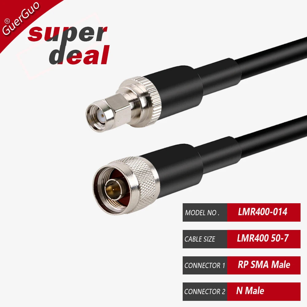 1PC 1 M 2M 3M 10M SMA Male to N Male Connector Plug LMR400 Cable Cord 50 Ohm 50-7 RF Coaxial Extension Jumper Pigtail Adapter