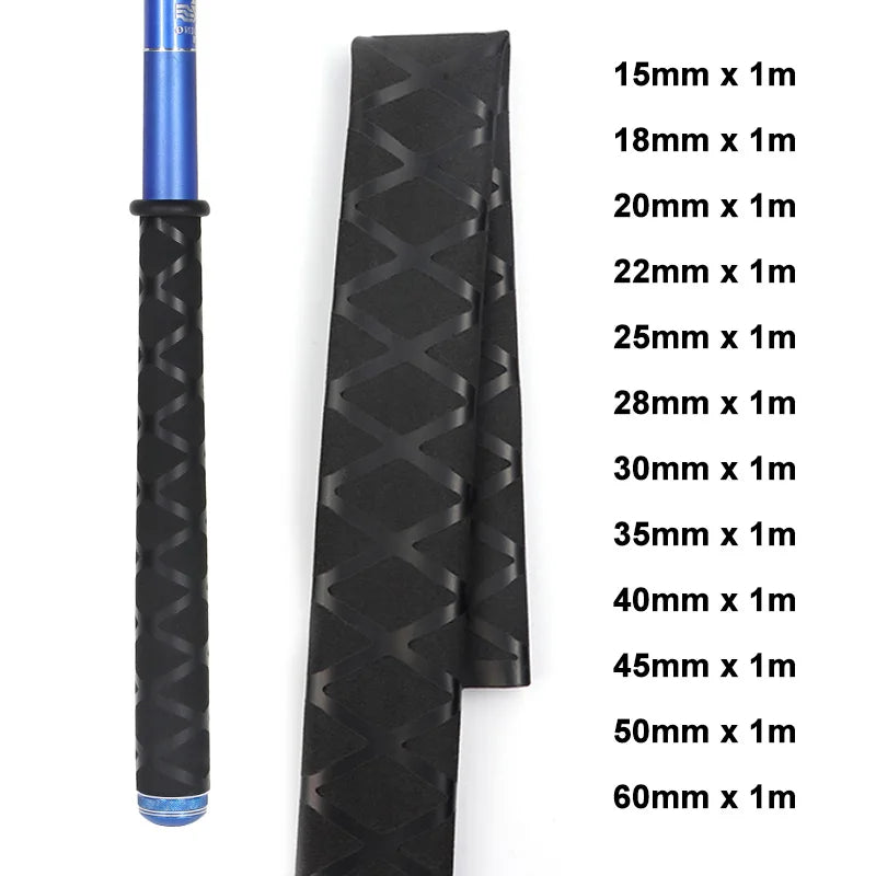 X Pattern Black 15 18 20 25 30 35 40 50 60mm Heat Shrink Sleeve for Fishing Rod Grips Non Slip-Insulation-Waterproof Wrap Tubing