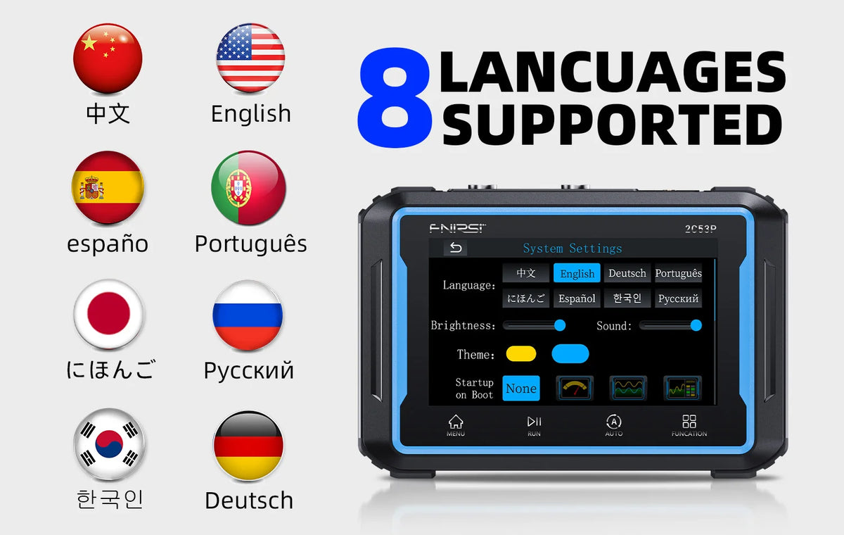 FNIRSI 2C53P 3 in 1 Digital Handled Oscilloscope Multimeter Signal Generator Touch Screen 2 Channel 50MHZ 250Ms/S 19999 Counts