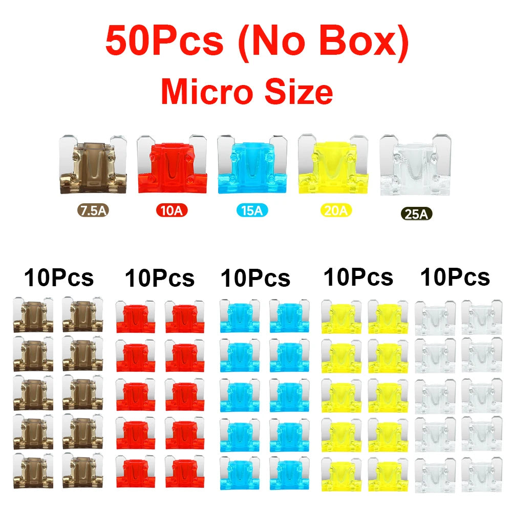 300/180/50Pcs Car Blade Fuse Assortment Kit Auto Truck Automotive Medium Small Mixed Motorcycle Circuit Fuse With Box 2A-35A