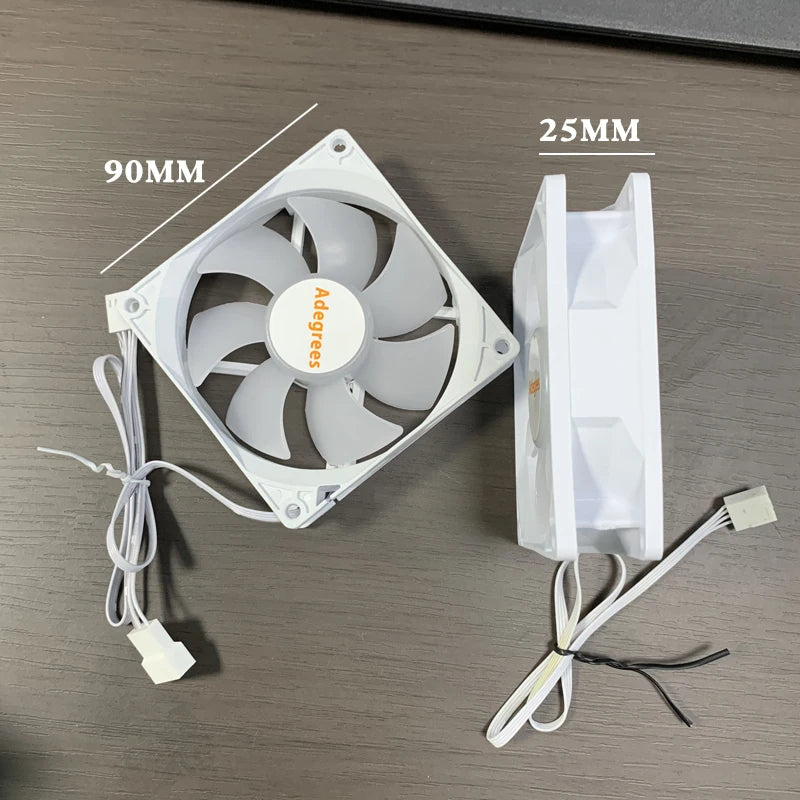 90MM RGB CPU Cooler Silent Cooling Fan 4PIN PWM PC Quiet DC 12V CPU Cooler Replacement White Fan