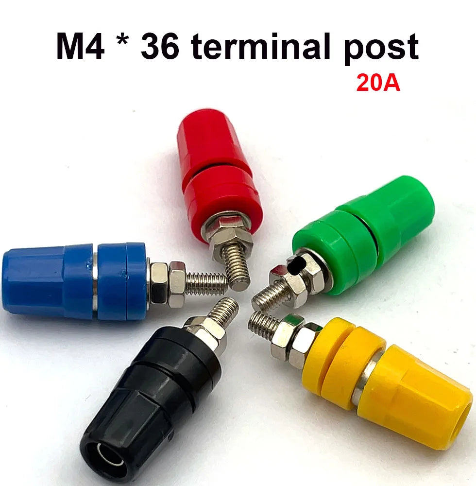 1PCS/5PCS M4X36 Pure Copper Terminal 4mm Banana Jack Socket 20A Binding Post Banana Plug Connector