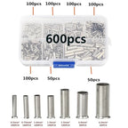 600/700pcs Bare Terminal Tubular Wire End Ferrules Uninsulated Copper Terminal Bootlace Ferrules End Electrical Cable Crimp