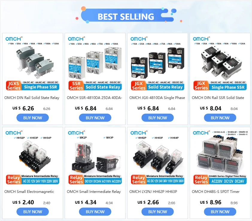 OMCH SSR-41FDA SSR-41FDD Slim Relay 250VAC 3-32VDC 6A Non-contact Din Rail Relay DC-AC DC-DC SSR Solid State Relay Module