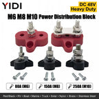 M6 M8 M10 Junction Terminal Block Stud Bus Bar Heavy Duty Battery Power Distribution DC 48V Busbar Red/Black Automotive RV Boat