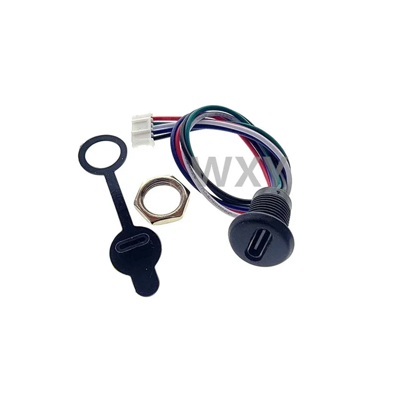 2Pin 4Pin 5Pin 6Pin USB-C Connector Type-C Waterproof PH 2.0 Nut Locking Panel Mounting TPC Waterproof Fast Charging Jack Por