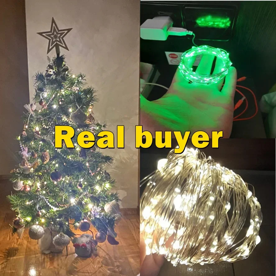 USB Copper Wire Lights Fairy Garland Lights LED String Lights Outdoor Waterproof String For Christmas Wedding Party Decorations