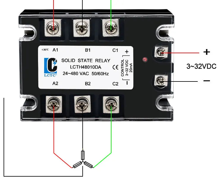 LCTC Three Phase Solid State Relay SSR Zero Cross 3-phase Load Relay 3-32VDC Control With Radiator 380V10A 25A 40A 60A 80A 100A