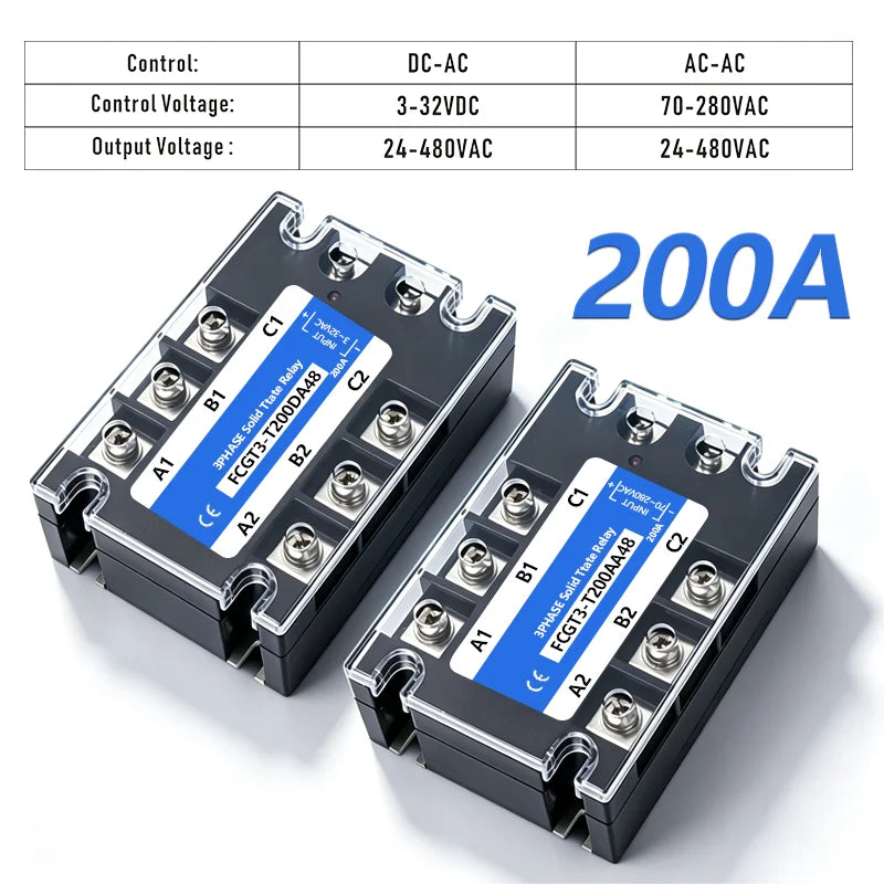 Three-phase Solid State Relay SSR 3 Phase 10A 25A 40A 60A 80A 100A 120A 150A 200A AC Control AC DC Control AC 25DA 380VAC