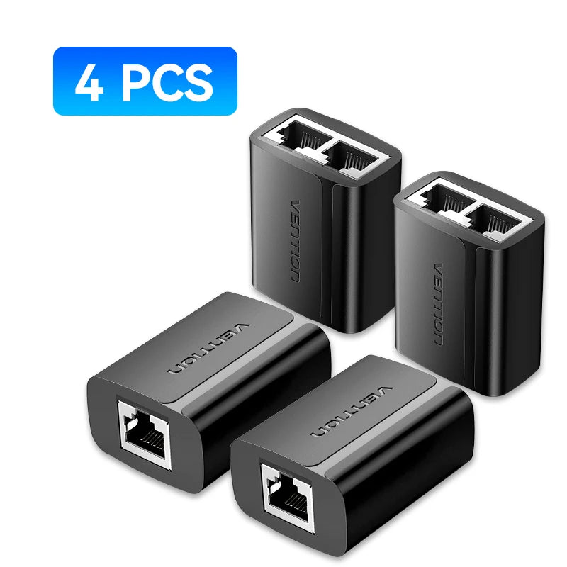 Vention RJ45 Splitter Connector Adapter 1 to 2 Ways Ethernet Splitter Coupler Contact Modular Plug Connect Laptop Ethernet Cable
