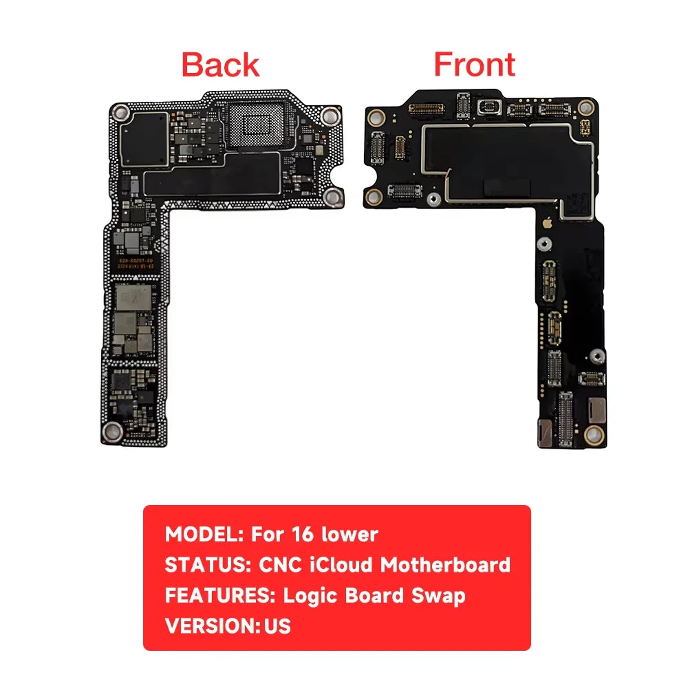 CNC Cut Motherboard for iPhone 16 16Plus 16Pro Max Upper Lower Board No NAND Logic Board Swap US EU Version Repair Parts