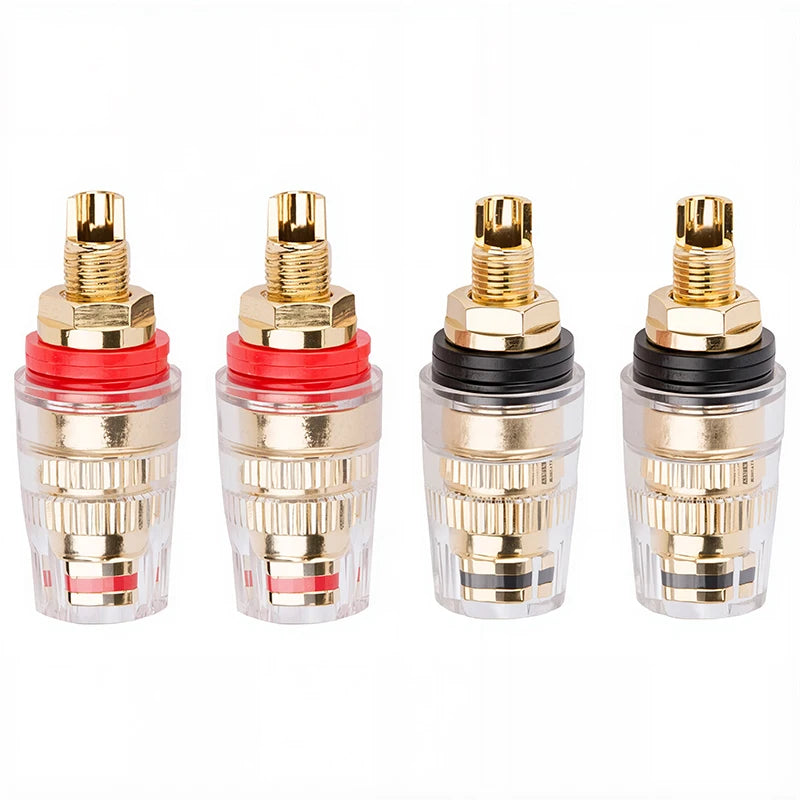 HIFI Copper Socket Plug Crystal Audio Speaker Connector Gold-plated Amplifier Terminal Binding Post Banana Plug Socket M8 L8