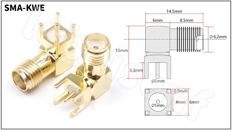 SMA Female Jack Male Plug Adapter Solder Edge PCB Straight Right angle Mount RF Copper Connector Plug Socket