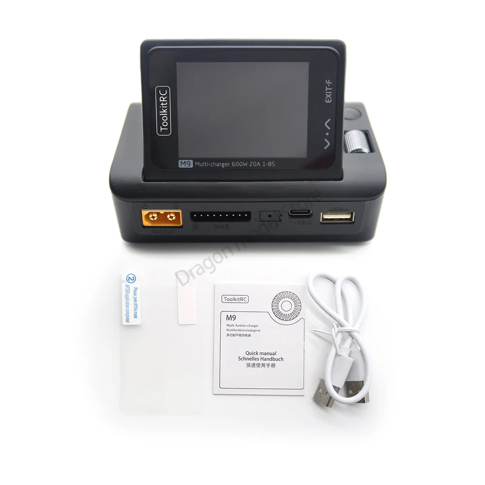 ToolkitRC M9 600W 20A USB Fast Charing DC Smart Charger Adjustable Screen Angle with Audio Function For 1-8S Lipo LiFe Battery