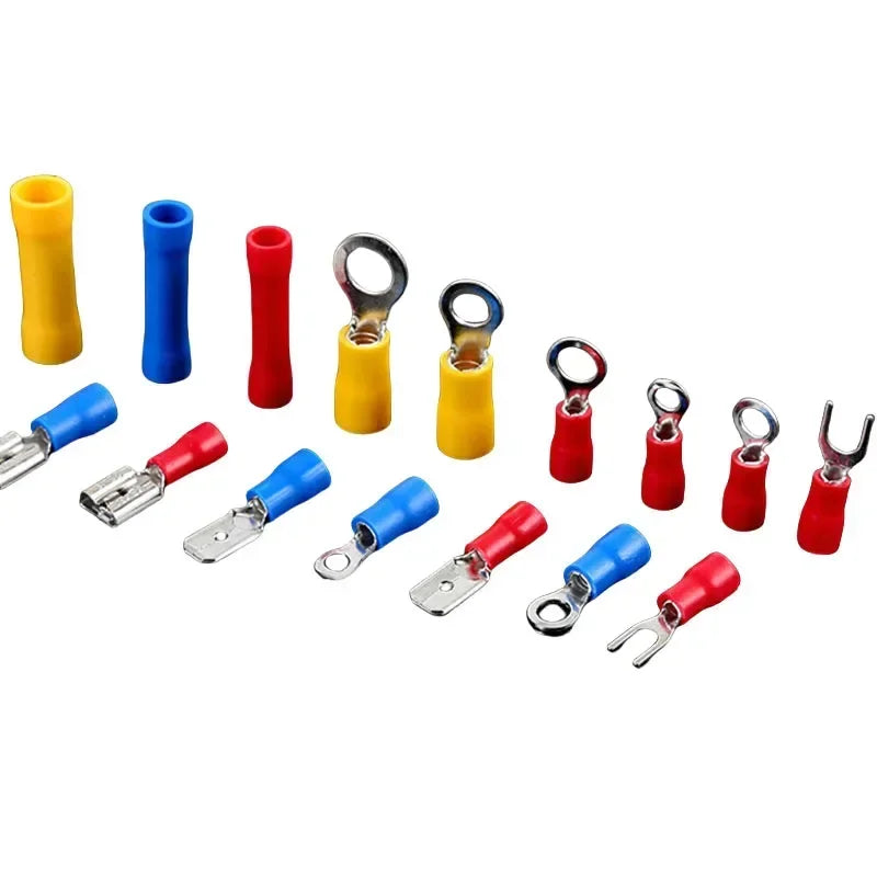 280/480/720/1200/1500pcs Quick Connect Terminal Kit - Cold Pressed Fork/Ring/Spade Lugs for Low Voltage DC Wiring Systems