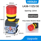 LA38 Emergency Stop 10A Self-locking Rotary Reset Latching Head Power Switch Mushroom Push Button Switch 22mm 1 NO I NC 2NC