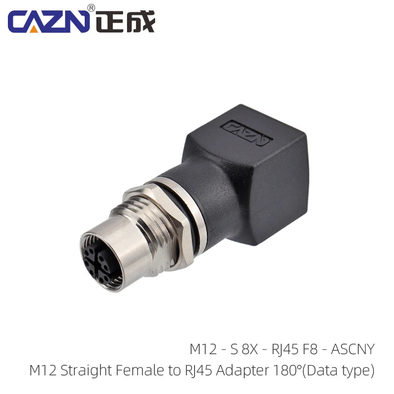 Industrial M12 Waterproof Connector 8-Pin Core to RJ45 X-Coded Straight Angled Socket for Networking And Electronics