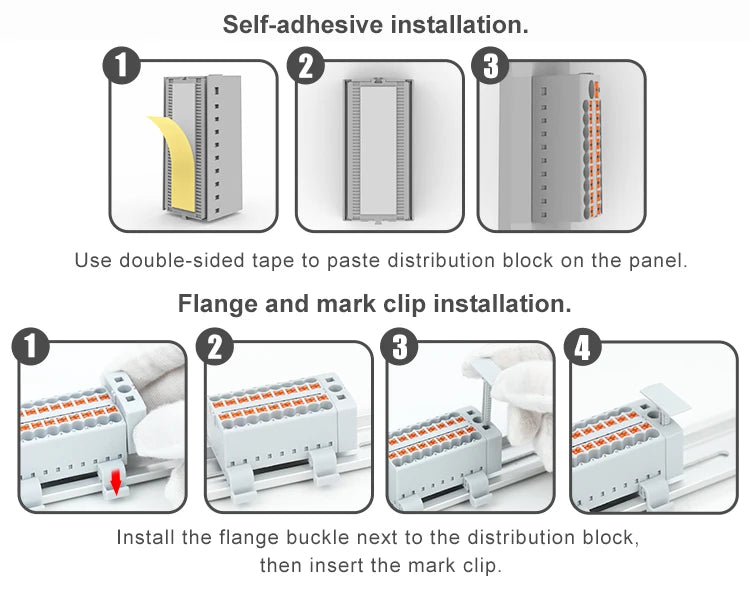Din Rail Distribution Block PTVFIX Series Push-in Side-entry Terminal Block 2.5 mm² Cable Connector 6/7/12/13/18/19 Connections