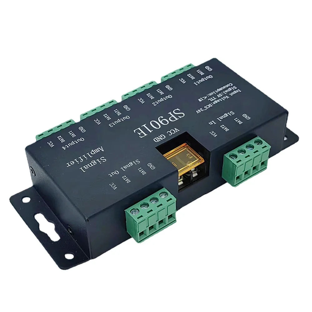 SP901E SPI Signal Amplifier Repeater for WS2812B WS2811 WS2813 RGB Addressable LED Pixel Strip Programmable Matrix Panel Light