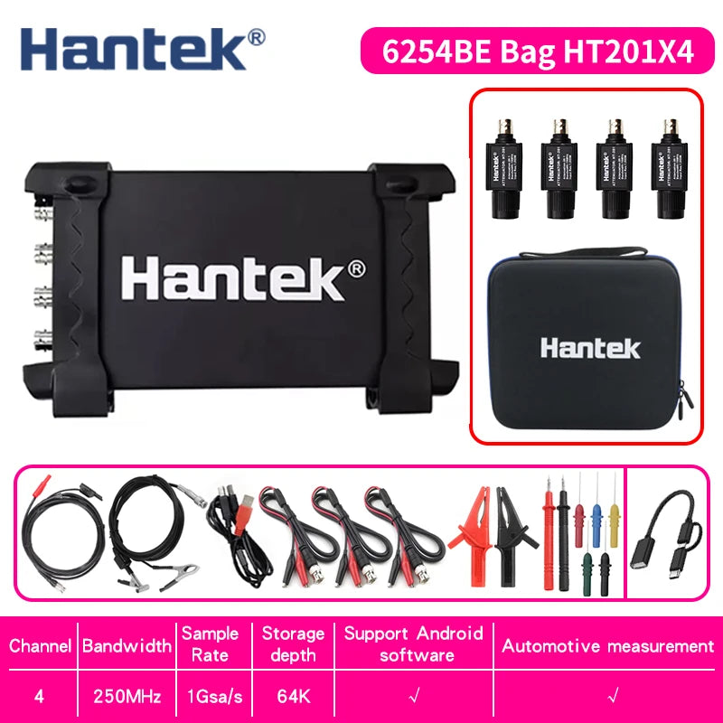 【Hantek Official Genuine】4-channel automotive specific virtual oscilloscope 6074BE/6254BE OTG connected to mobile phone for use