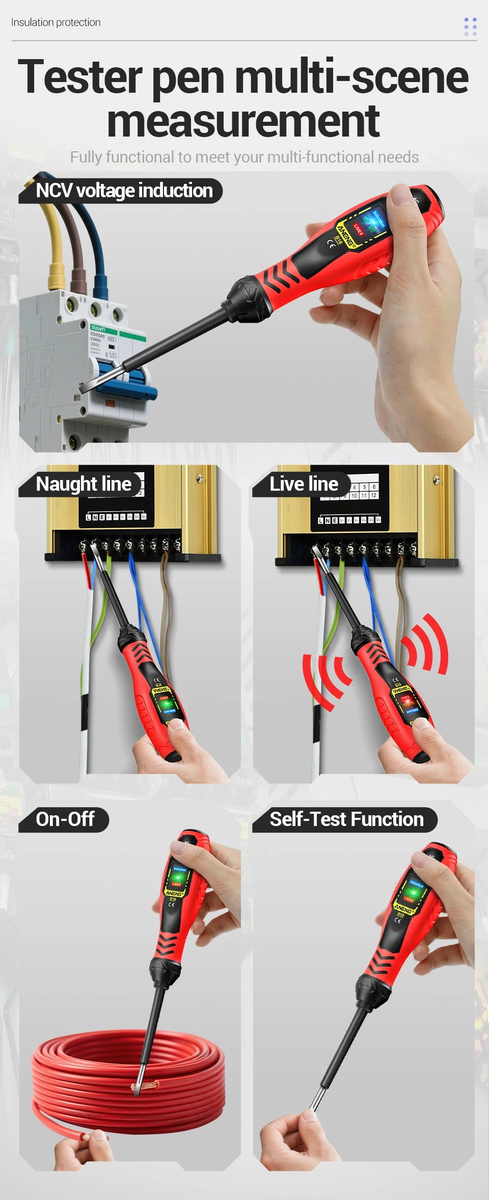 ANENG ST170 Clamp Meter Digital Multimeter Tester 500A AC Current AC/DC Voltage+B18 Highlight Voltage Tester Pen Electrician Set