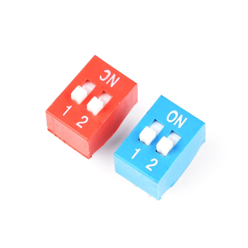 5Pcs DIP Toggle Switch Module (1-8 Bit) 2.54mm Pitch PCB Board Dial Switch Red/Blue Snap Type Switch for Electronic Projects