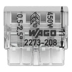 Original WAGO 2273‑202‑208 Push‑in Wire Connector 2‑8P Compact Splicing Terminal for Junction Box Solid Copper Wire 0.5‑2.5mm²