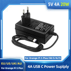 Orange Pi 5 Plus Power Adapter 5V 4A Charger 20W USB Type C Power Supply EU US UK AU Plug for OPI 5/5B/4 LTS Raspberry Pi 4B