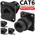 3-1PCS Cat6 RJ45 Panel Mount Adapter Female-to-Female Ethernet Pass-Through Connector RJ45 Shielded D-Type Ethernet Bulkhead