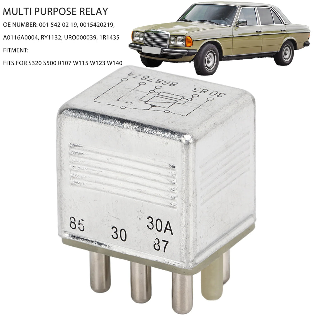 12V 5pin Car Multi Purpose Relay Automotive Fuel Pump Starter Relay 0015420219 for Mercedes-Benz S320 S500 R107 W115 W123 W140