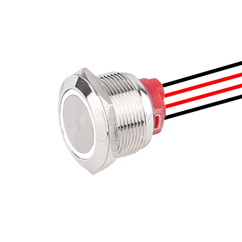 1 pc 22mm19mm16mm Waterproof Metal Push Button Switches With 4 Wires 165mm 1NO Red Green Blue 12-24V High Momentary latching