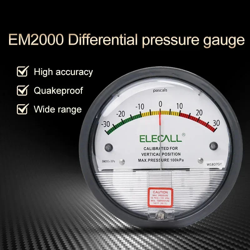 ELECALL Digital Differential Pressure Gauge Air Gas Meters Barometer Positive Negative Pressure for Clean Room Detect KPA/mbar